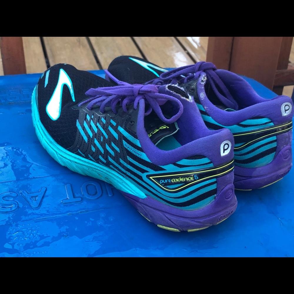 Brooks Pure Cadence 5 Black Purple Aqua Sneakers - Picture 7 of 11